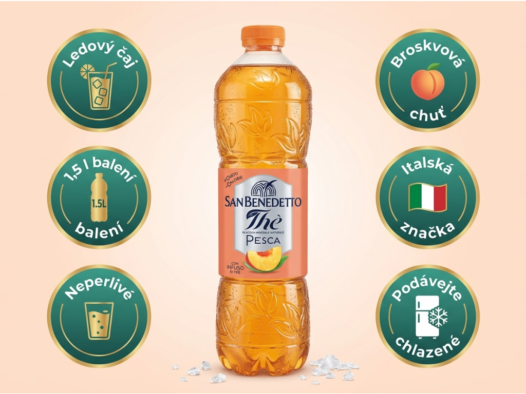 San Benedetto ledový čaj s broskví 1,5 l - hlavní výhody