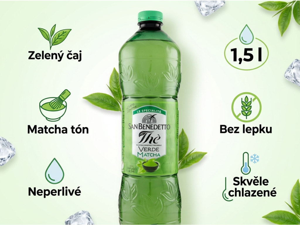 San Benedetto ledový zelený čaj Matcha 1,5 l - hlavní výhody