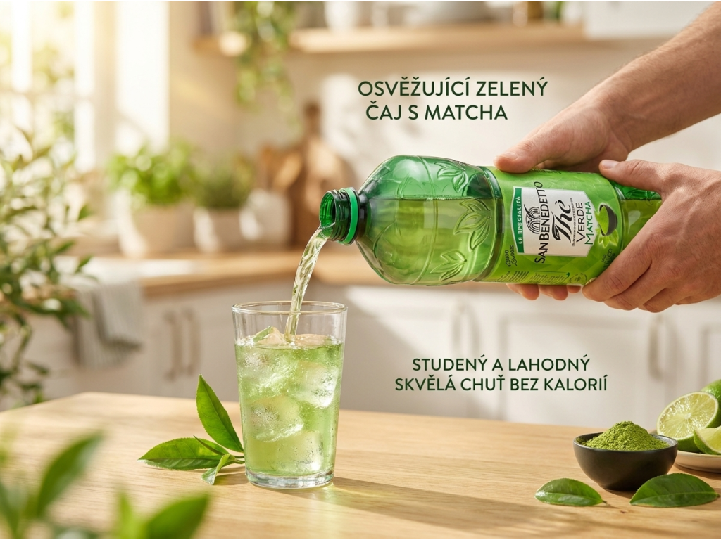San Benedetto ledový zelený čaj Matcha 1,5 l - nalévání do sklenice