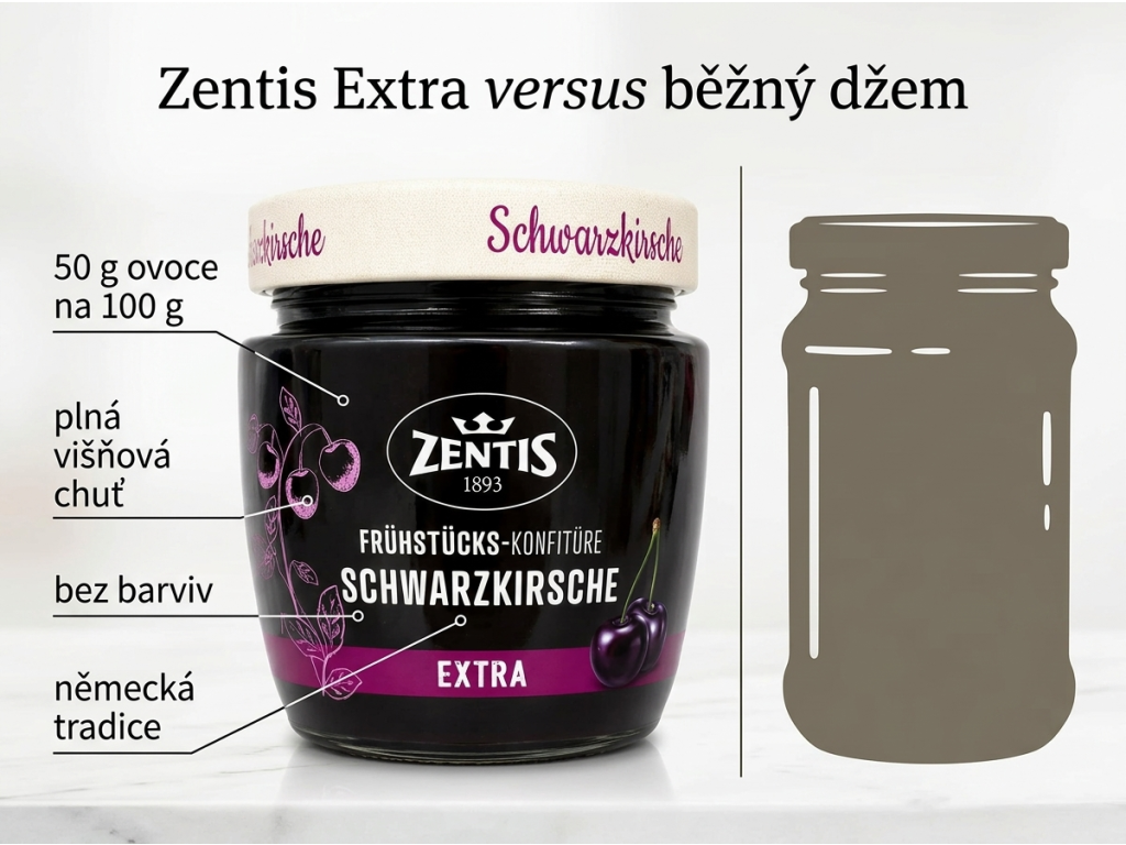 Zentis višňový džem Extra 340 g - srovnání