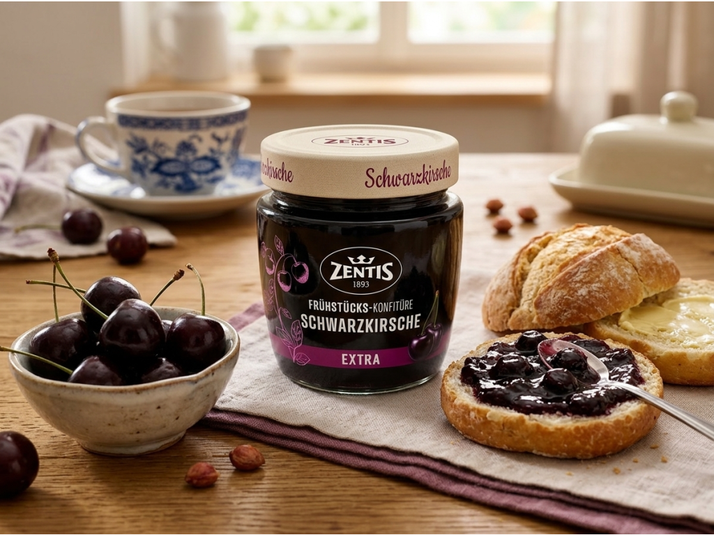 Zentis višňový džem Extra 340 g - servírování