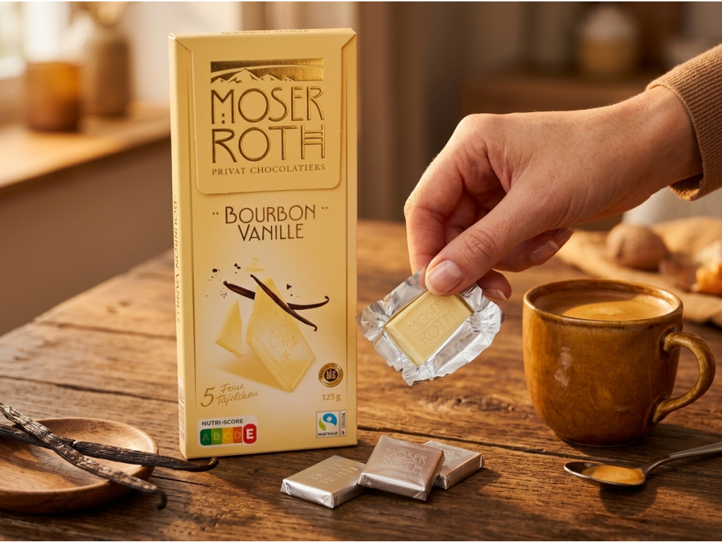 Moser Roth bílá čokoláda s Bourbon vanilkou 125 g - ochutnání