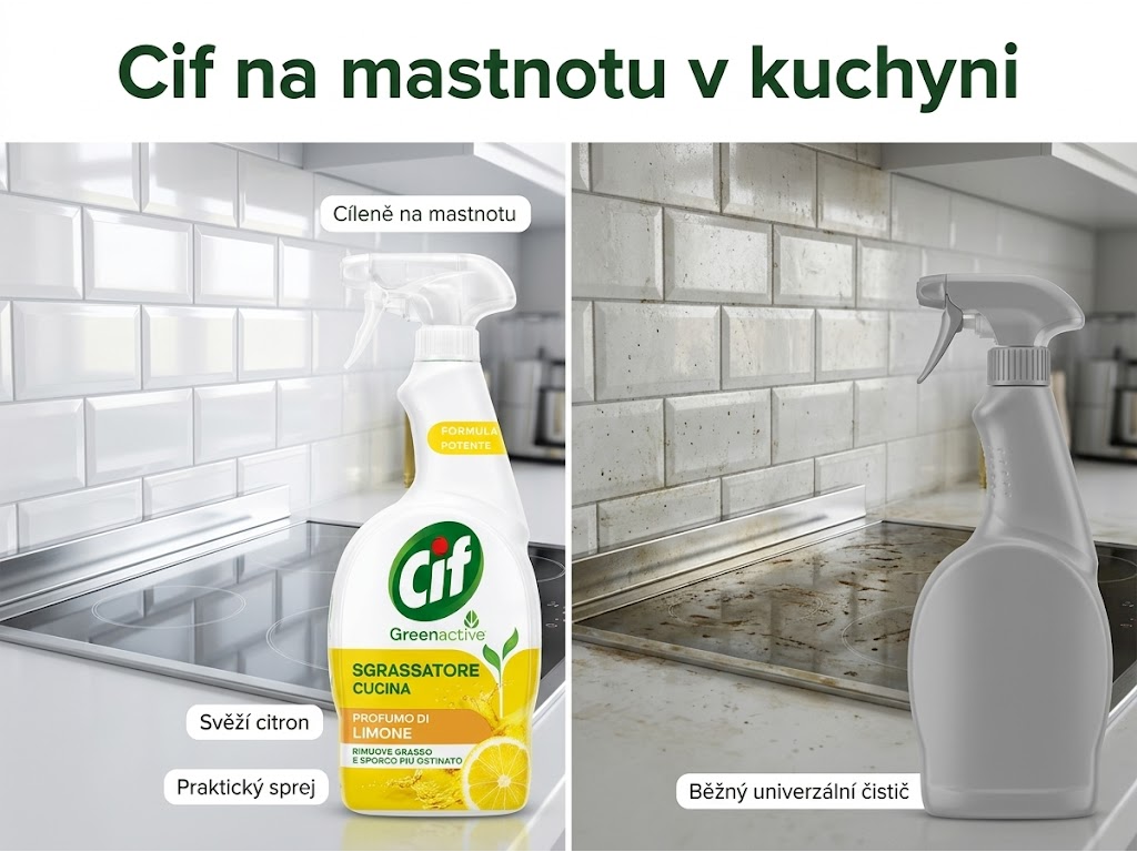 Cif Greenactive kuchyňský odmašťovač - srovnání s běžným čističem