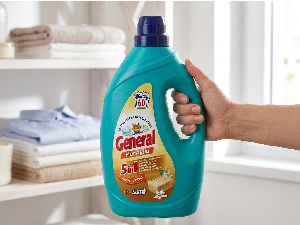 General prací gel Marsiglia s marseillským mýdlem, 60 praní, 2,7 l - balení v ruce
