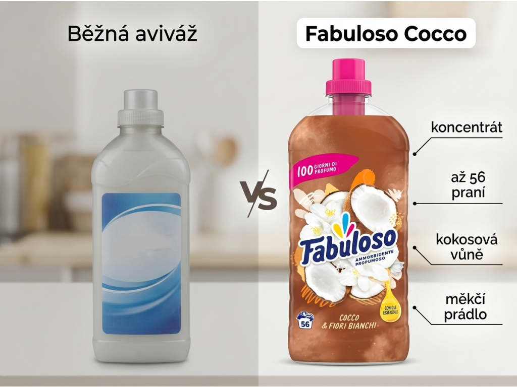 Fabuloso koncentrovaná aviváž kokos a bílé květy 1,25 l, 56 praní - srovnání