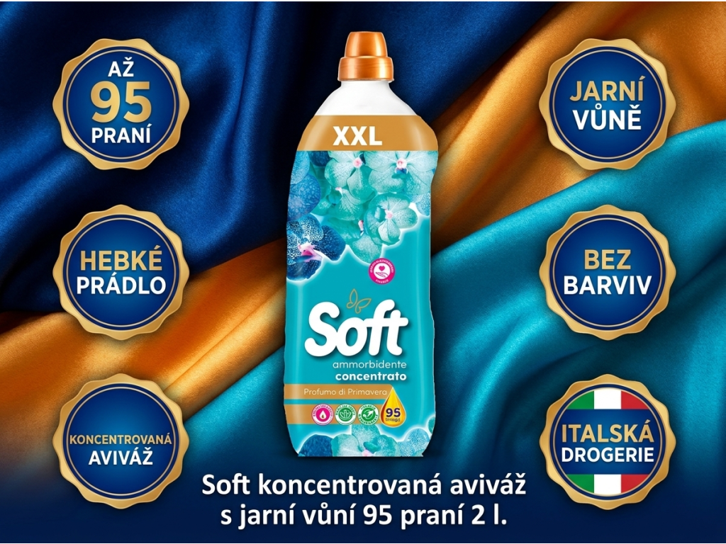 Soft koncentrovaná aviváž s jarní vůní 95 praní 2 l - infografika benefitů