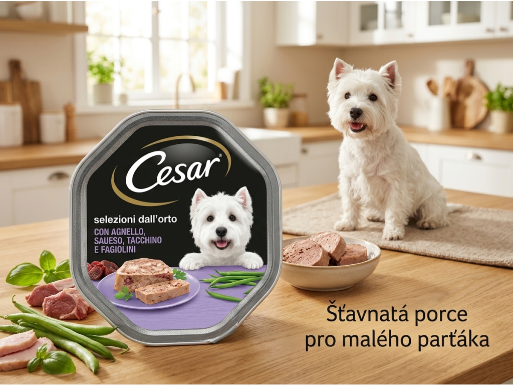 Cesar paštika pro psy s jehněčím, krůtím masem a fazolkami 150 g - produkt v prostředí