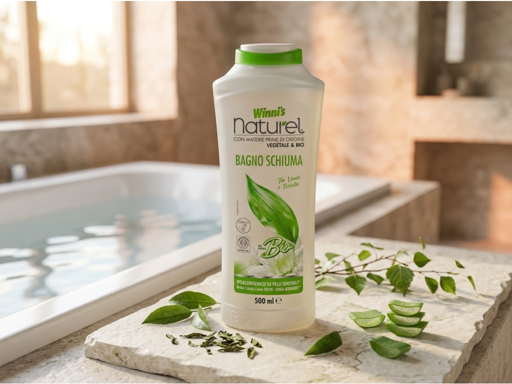 Winni´s Naturel pěna do koupele se zeleným čajem a břízou 500 ml - přírodní atmosféra