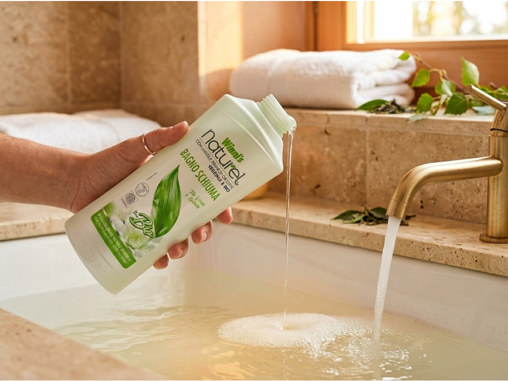 Winni´s Naturel pěna do koupele se zeleným čajem a břízou 500 ml - použití v koupelně