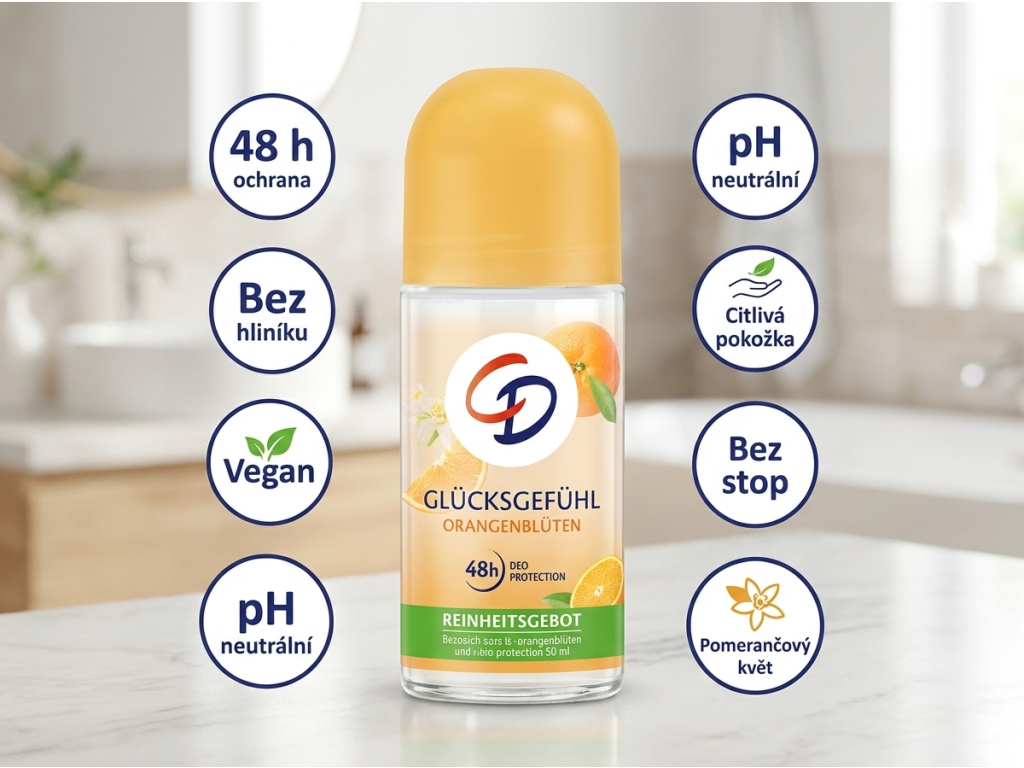 CD kuličkový deodorant Pocit štěstí s pomerančovým květem 50 ml - hlavní výhody