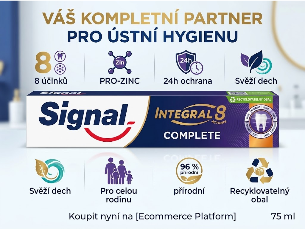 Signal Integral 8 Complete Pro Zinc zubní pasta 75 ml - hlavní benefity