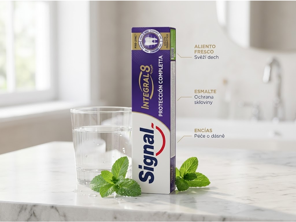 Signal Integral 8 Complete Pro Zinc zubní pasta 75 ml - svěží koupelnová rutina