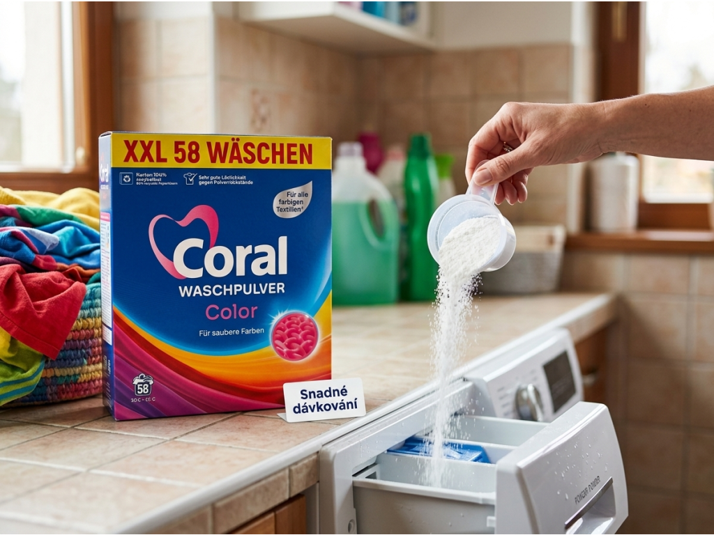Coral prací prášek Color 58 dávek - použití