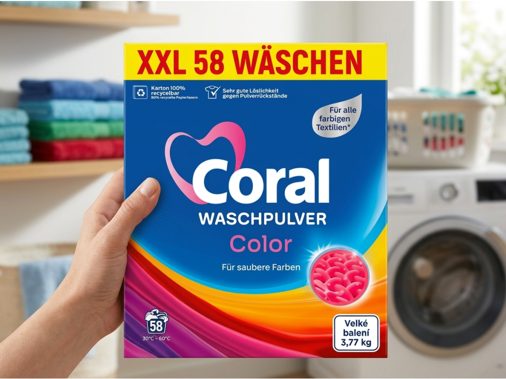Coral prací prášek Color 58 dávek - velké balení