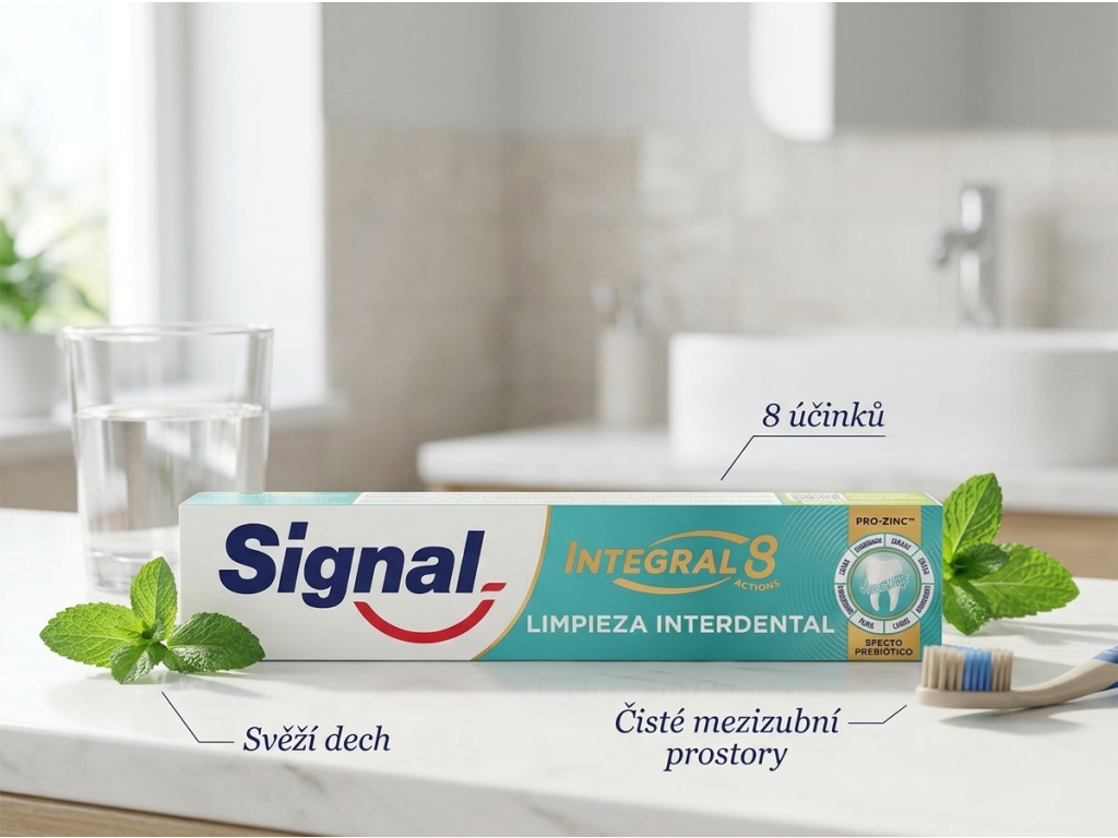 Signal Integral 8 Interdental Pro Zinc zubní pasta 75 ml - svěží koupelnová rutina