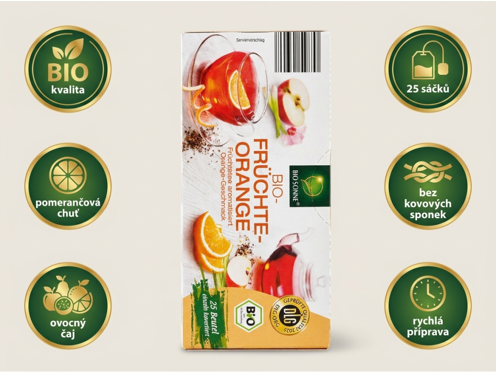 Bio Sonne BIO ovocný čaj s pomerančem 25 ks, 56,25 g - hlavní benefity