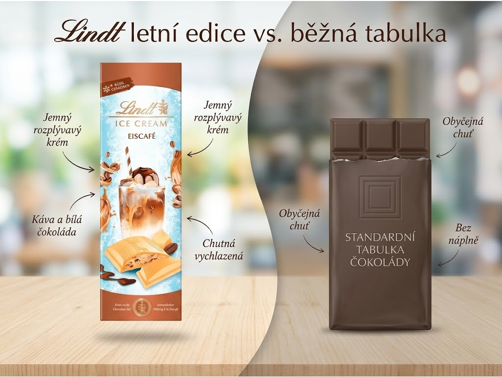 Lindt Ice Cream bílá čokoláda s kávovou náplní 100 g - srovnání