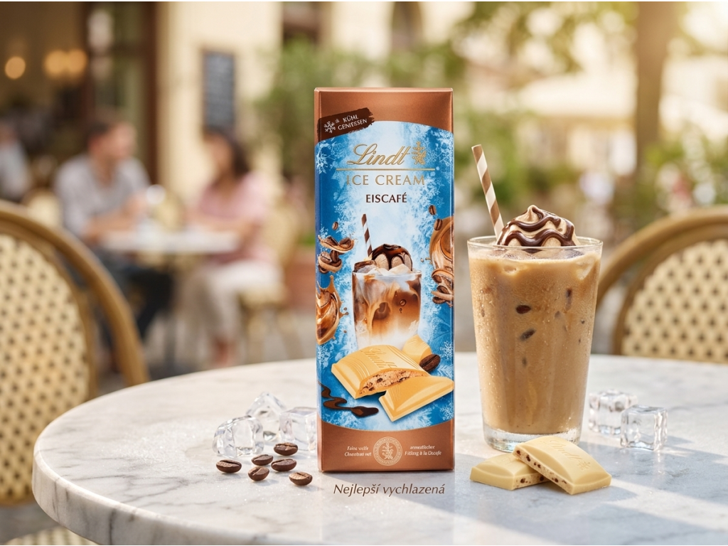 Lindt Ice Cream bílá čokoláda s kávovou náplní 100 g - letní servírování