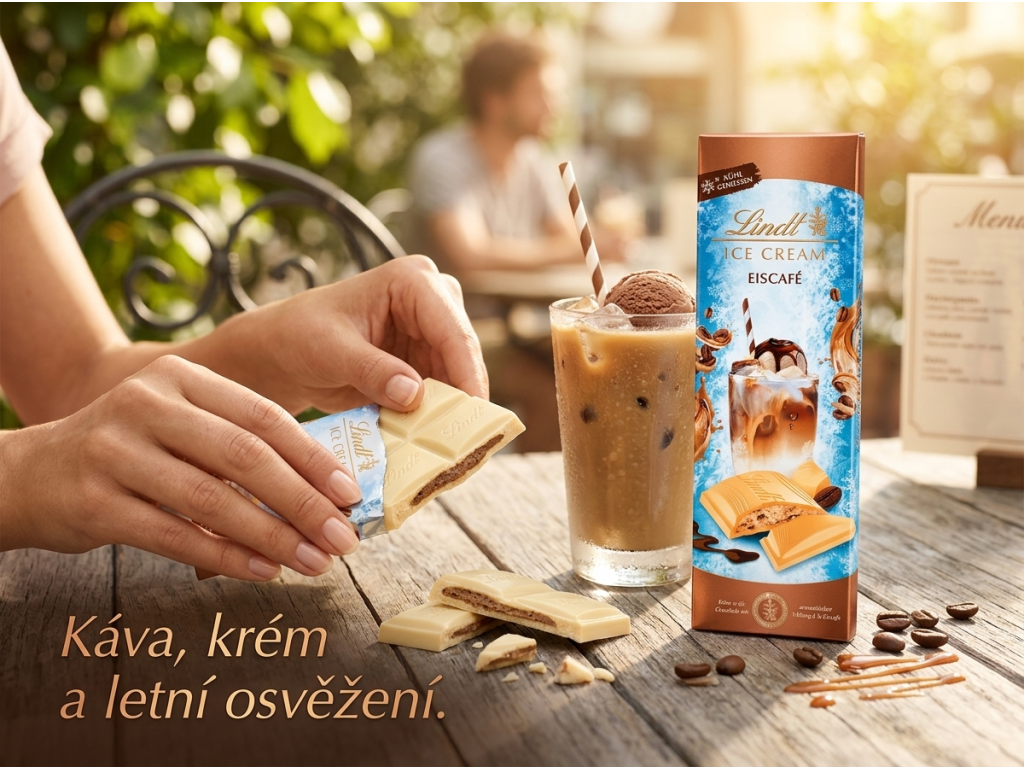 Lindt Ice Cream bílá čokoláda s kávovou náplní 100 g - vychutnání