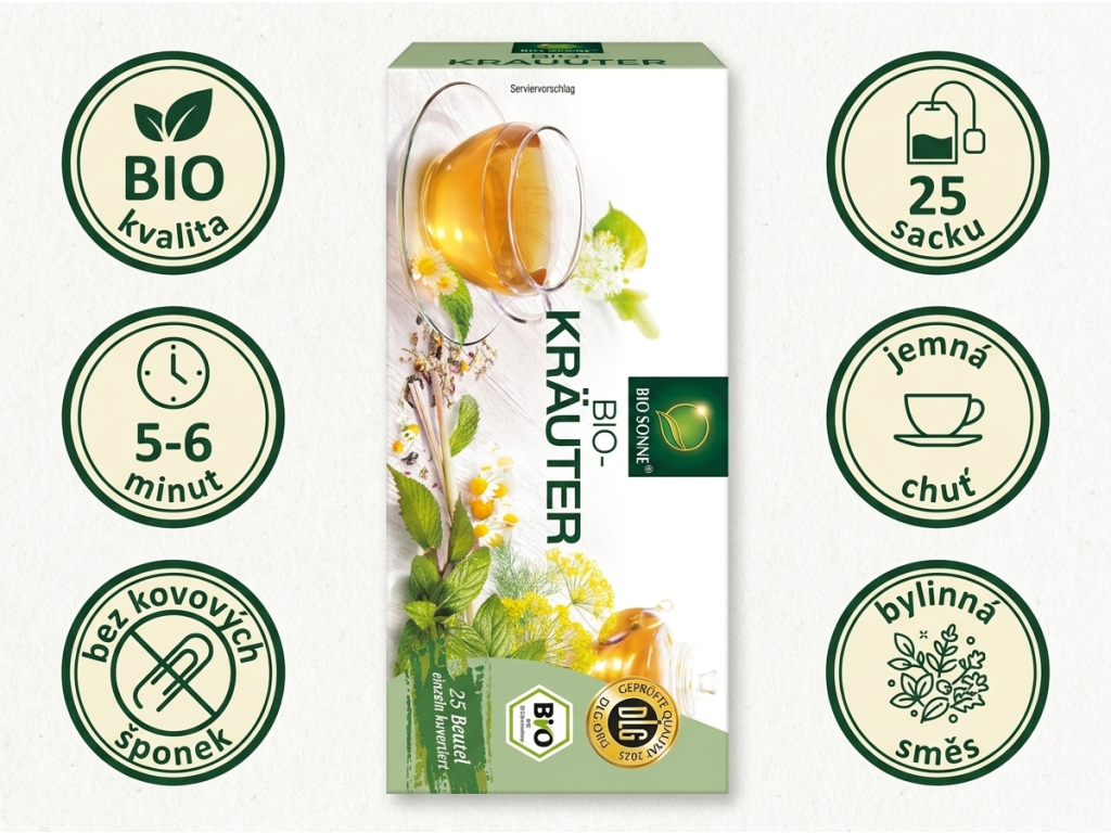 Bio Sonne BIO bylinný čaj 25 ks, 50 g - hlavní výhody