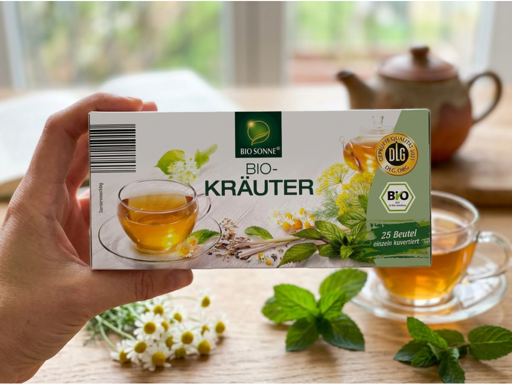 Bio Sonne BIO bylinný čaj 25 ks, 50 g - krabička v ruce