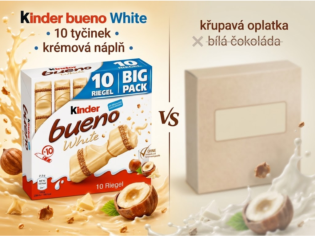 Kinder bueno White bílé oplatkové tyčinky 10 ks, 215 g - srovnání