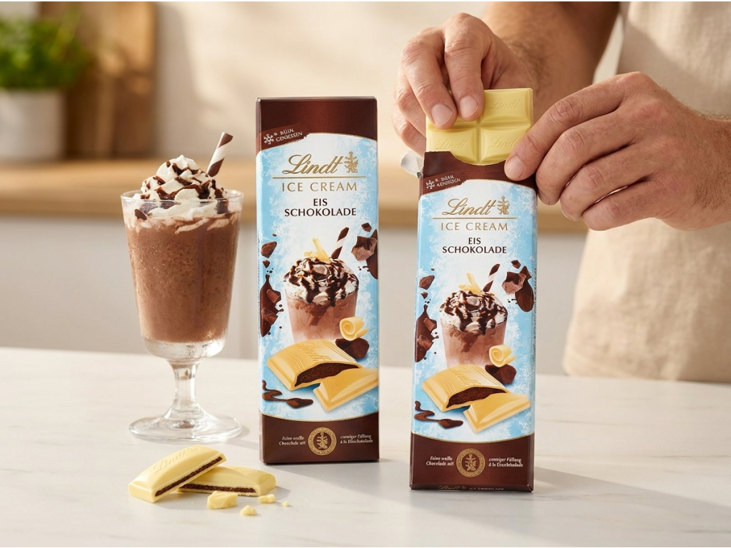 Lindt Ice Cream bílá čokoláda s čokoládovo-smetanovou náplní 100 g - vychutnání