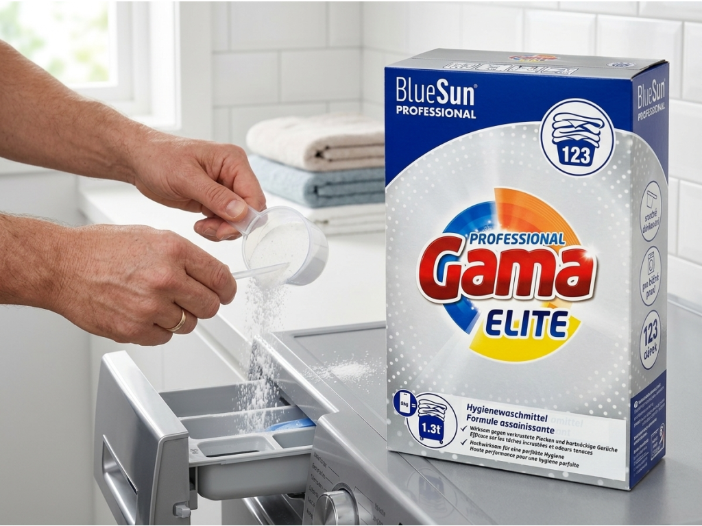 Gama Elite Professional prací prášek při použití