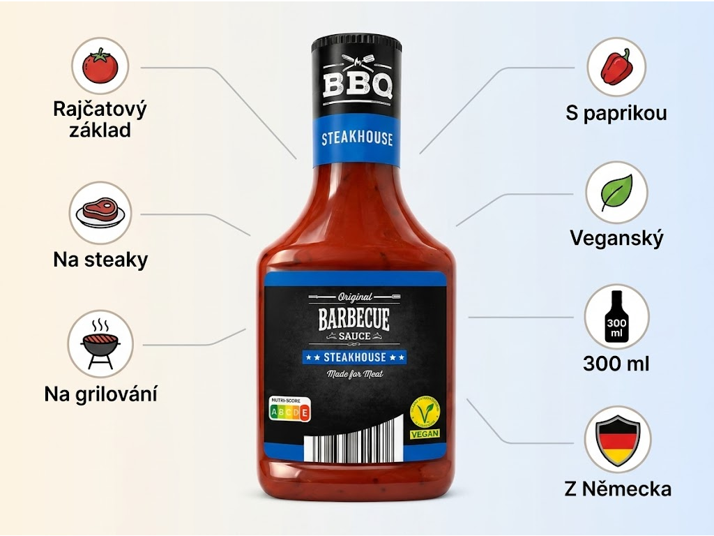 BBQ originální barbecue omáčka Steakhouse 300 ml - hlavní výhody