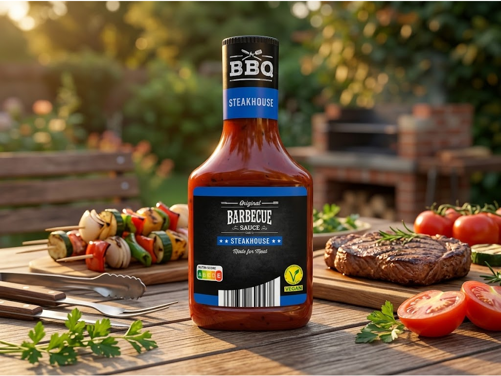BBQ originální barbecue omáčka Steakhouse 300 ml v grilovacím prostředí