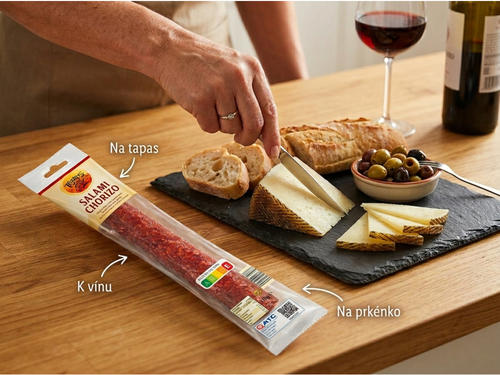 Tesoros del Sur originální španělský salám Chorizo 170 g - servírování