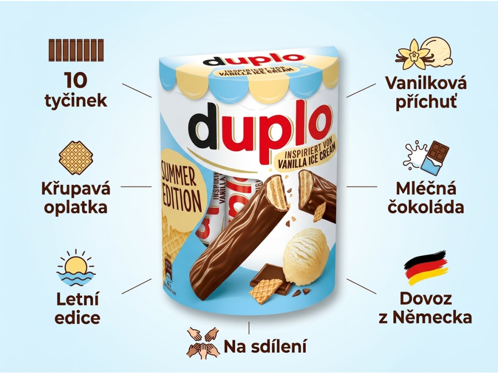 Duplo tyčinky Vanilla Ice Cream 10 ks, 182 g - hlavní výhody
