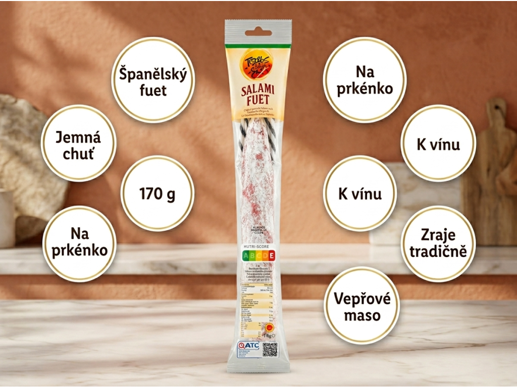 Tesoros del Sur španělský salám Fuet 170 g - výhody