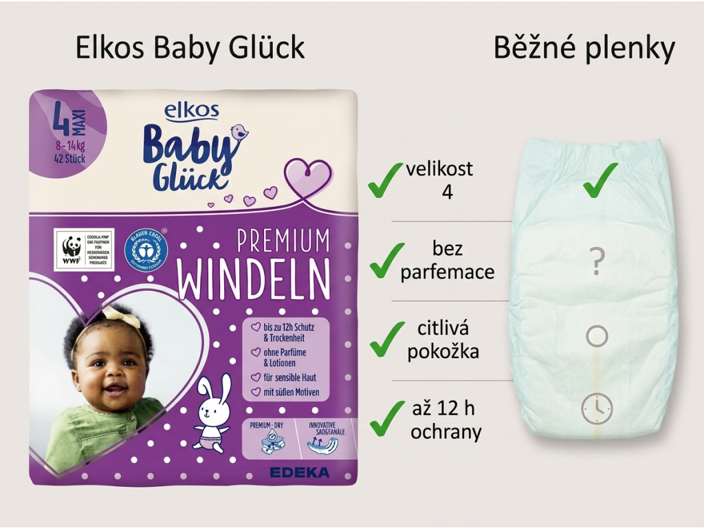 Elkos Baby Glück - srovnání plen