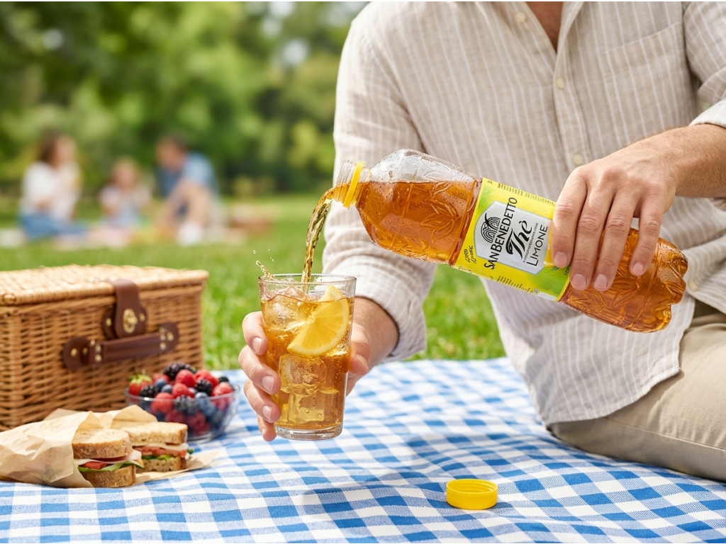San Benedetto citronový ledový čaj 1,5 l při podávání