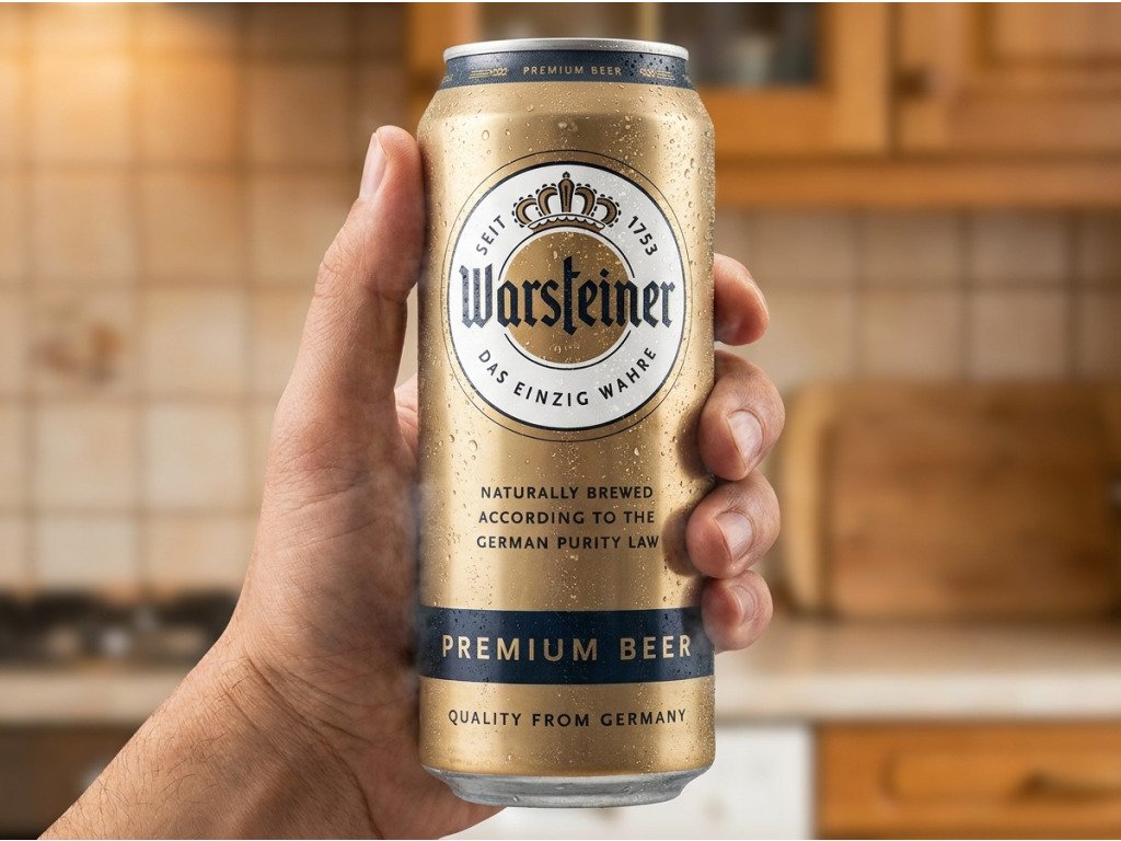 Warsteiner Premium Beer - plechovka v ruce
