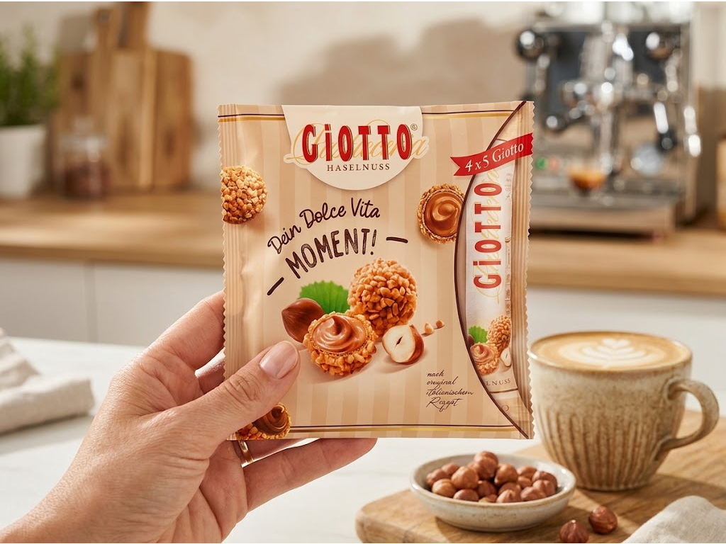 Giotto lískooříškové oplatkové kuličky 4x5 ks, 86 g - v ruce