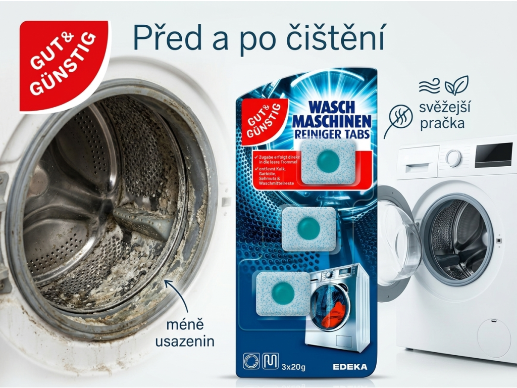 G&G kapsle na čištění pračky - srovnání účinku