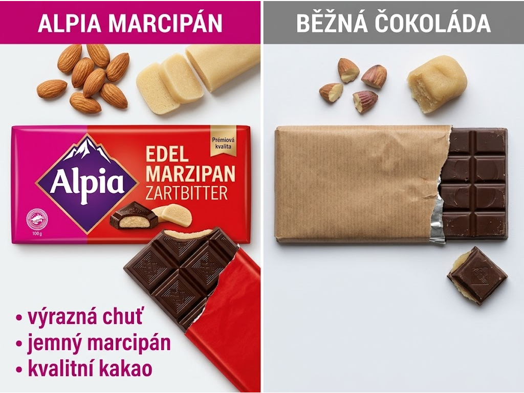 Alpia hořká čokoláda s marcipánovou náplní 100 g - srovnání