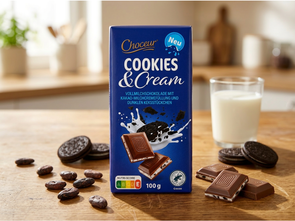 Choceur mléčná čokoláda se sušenkami 100 g - servírování