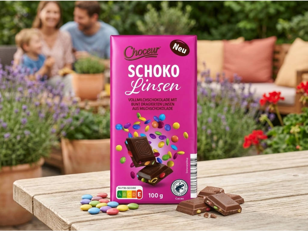 Choceur mléčná čokoláda s lentilkami 100 g - servírování