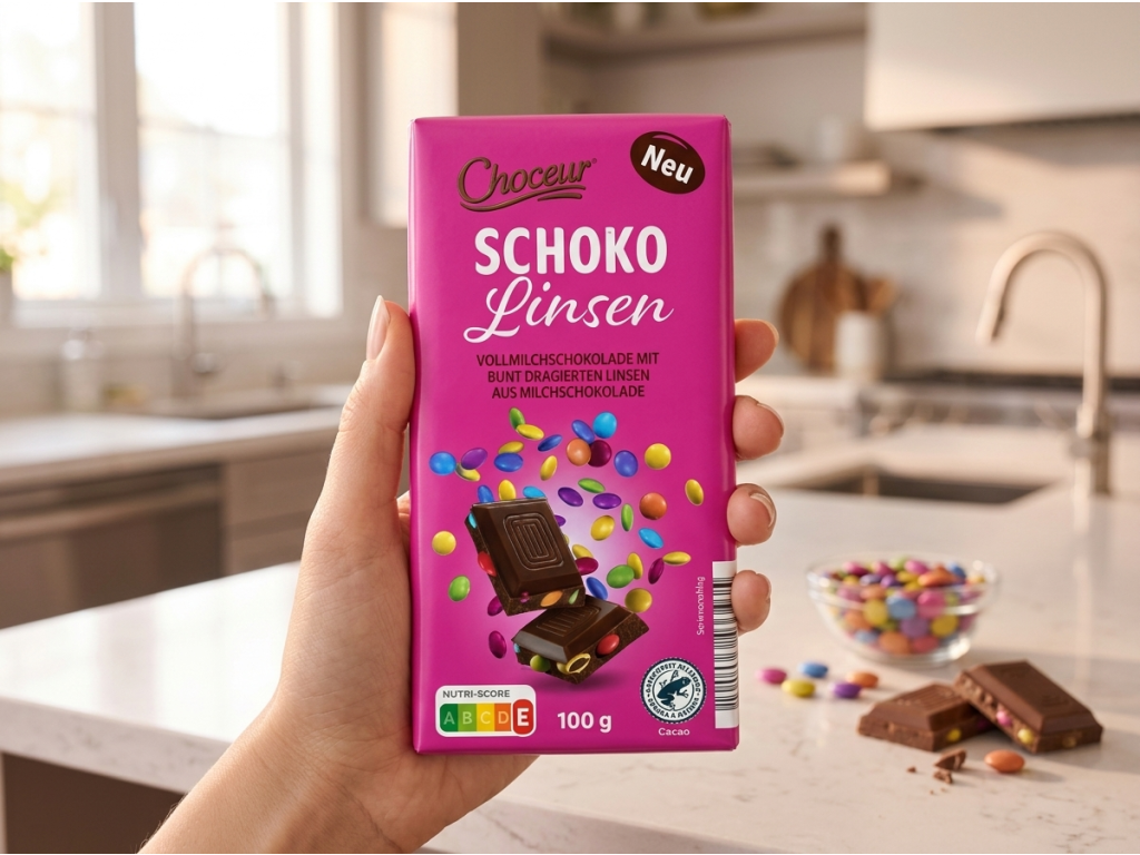 Choceur mléčná čokoláda s lentilkami 100 g - v ruce