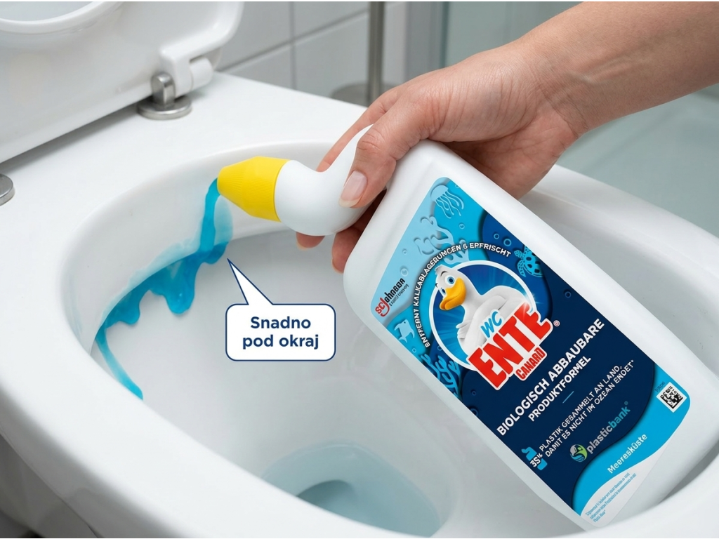 WC Ente čistič WC s vůní mořského pobřeží 750 ml - aplikace pod okraj toalety
