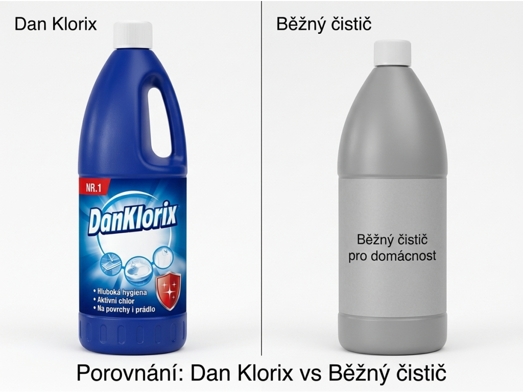 Dan Klorix Original hygienický čistič s aktivním chlorem - srovnání
