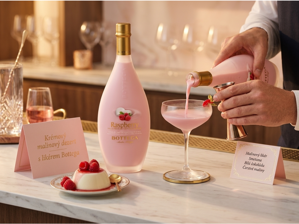 Bottega Raspberry při přípravě dezertního koktejlu