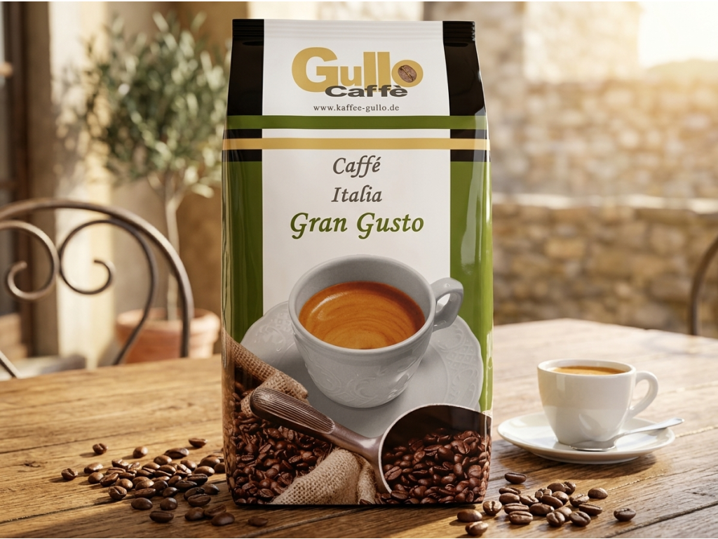 Gullo Caffe Italia Gran Gusto, zrnková káva 1 kg v kavovem prostredi