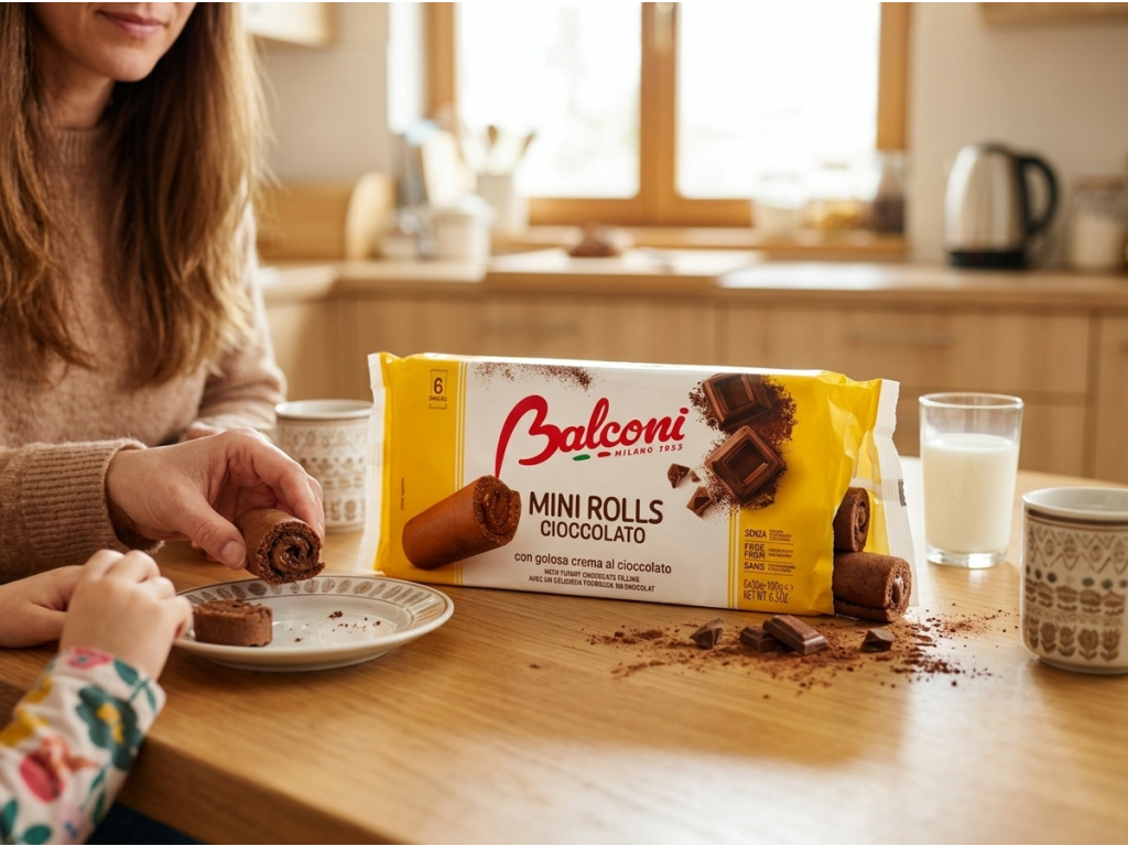Balconi Mini Rolls Cioccolato při podávání