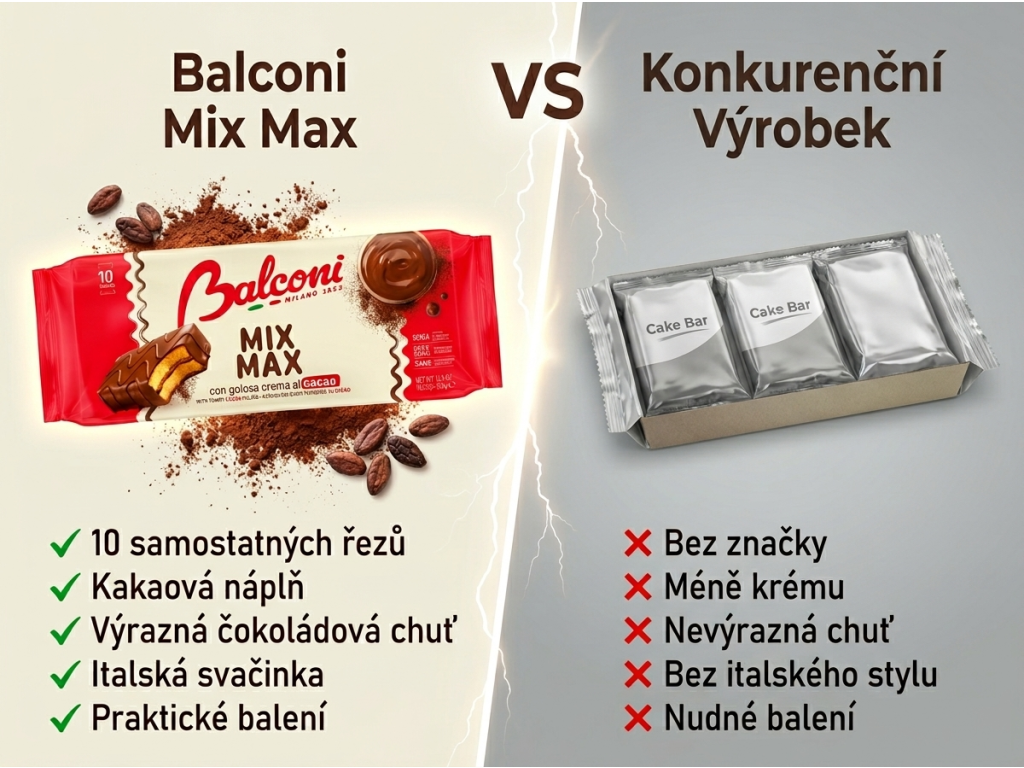 Balconi Mix Max kakaové řezy - srovnání
