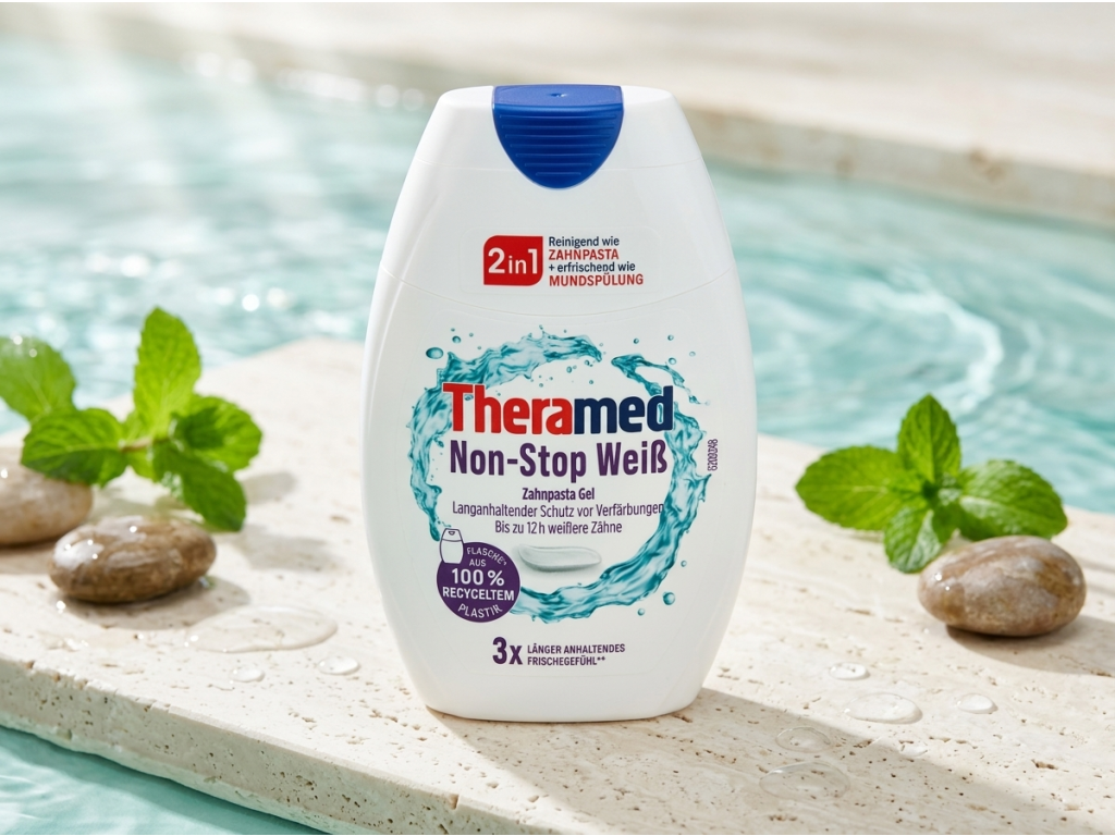 Theramed 2v1 Non-Stop White bělicí zubní pasta gel 75 ml - svěží každodenní péče