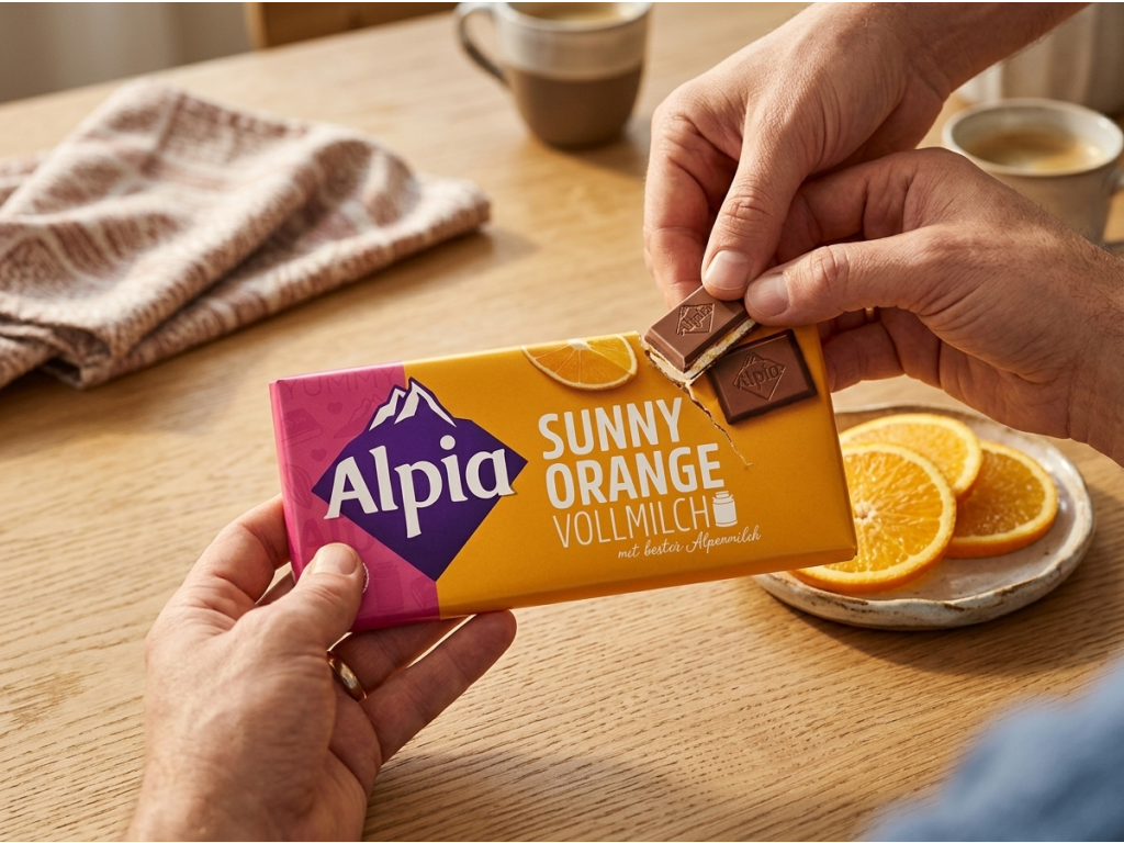 Alpia mléčná čokoláda Sunny Orange s pomerančovou náplní 100 g - chvíle mlsání